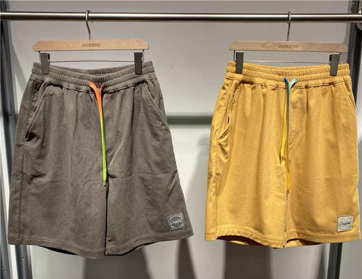 Jasonwood/坚持我的 夏季字母刺绣宽松灯芯绒休闲短裤男211018001 商品图0