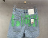 Jasonwood/坚持我的 夏季新款字母绿色印花牛仔短裤女212117001 商品缩略图1
