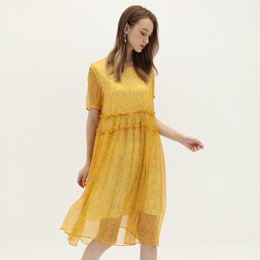 丁摩 桑蚕丝连衣裙碎花飘逸裙子真丝连衣裙Q121147 商品图5