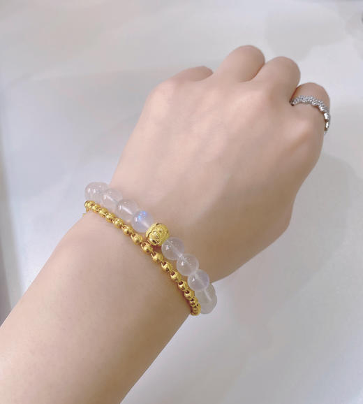 蓝月光柔和手链手串 斯里兰卡蓝月光绿松石 奶油体首饰饰品10mm 商品图0