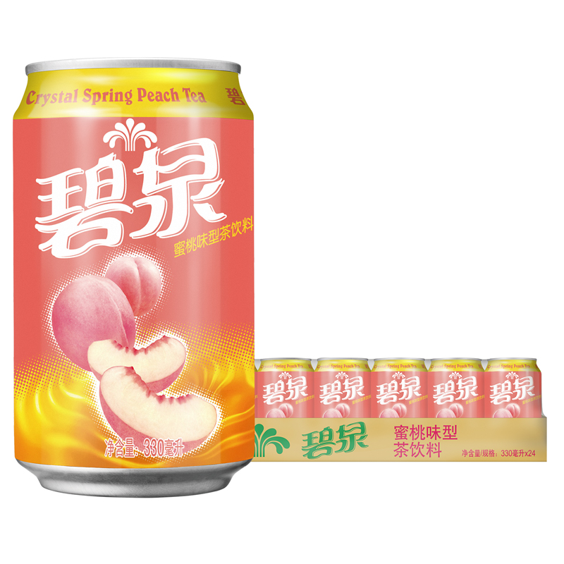 屈臣氏|碧泉蜜桃茶饮料 港式地道茶饮 茶味浓郁果味清香 330ml*24罐 整箱装