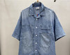 Jasonwood/坚持我的 夏季新款浅蓝色牛仔短袖衬衫男女291905102 商品缩略图0