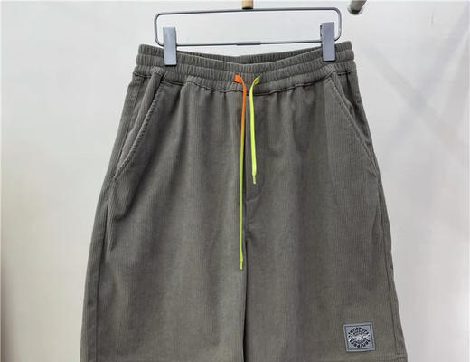 Jasonwood/坚持我的 夏季字母刺绣宽松灯芯绒休闲短裤男211018001 商品图3