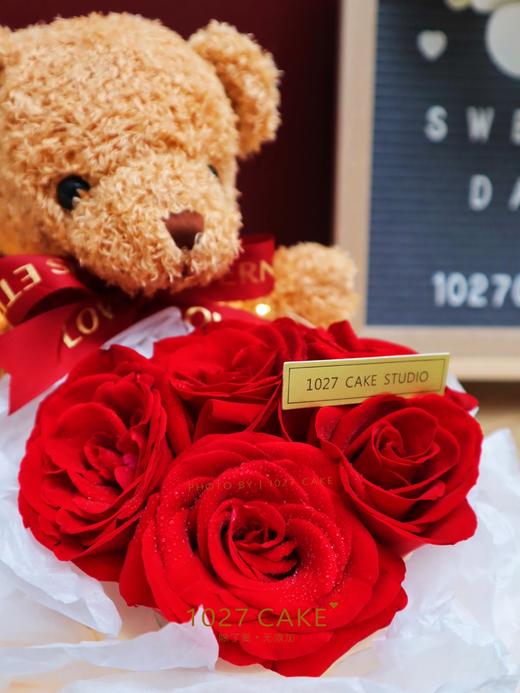 1027CAKE  | 爱的告白款式 告白小熊 红玫瑰   鲜花蛋糕 商品图4