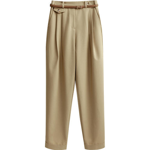 欧芮儿卡其色休闲裤女夏薄款2021新款高腰显瘦时髦经典洋气哈伦裤 商品图3