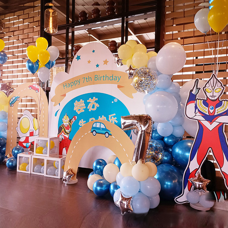 奥特曼超人主题男孩周岁生日宝宝宴气球派对包厢装饰装扮上门布置