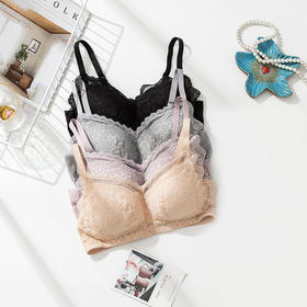 TG-TG02S084真丝无钢圈文胸薄款桑蚕丝内衣大胸显小胸罩大码大胸侧收调整