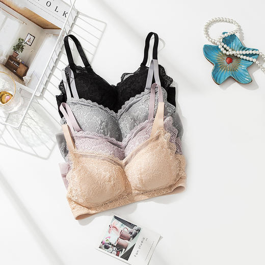 TG-TG02S084真丝无钢圈文胸薄款桑蚕丝内衣大胸显小胸罩大码大胸侧收调整 商品图0