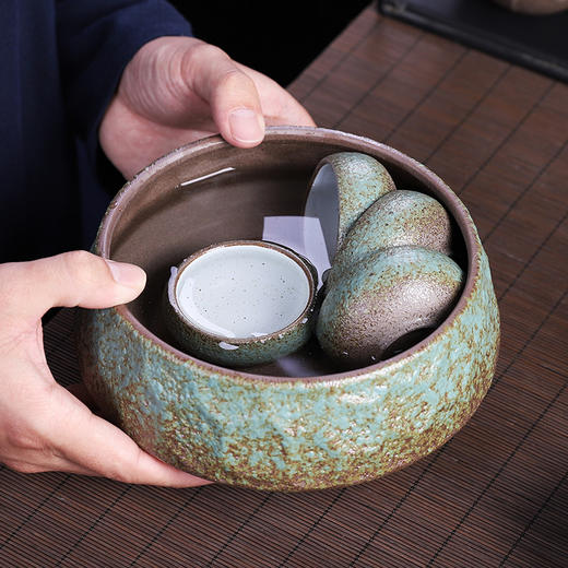 笔洗茶洗茶渣缸大号陶瓷家用洗茶碗水盂仿古功夫茶具配件粗陶创意 商品图1