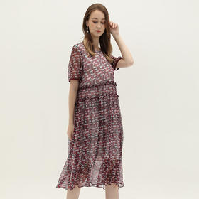 丁摩 桑蚕丝连衣裙碎花飘逸裙子真丝连衣裙Q121147