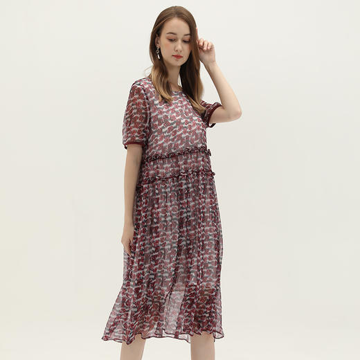 丁摩 桑蚕丝连衣裙碎花飘逸裙子真丝连衣裙Q121147 商品图0