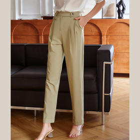 欧芮儿卡其色休闲裤女夏薄款2021新款高腰显瘦时髦经典洋气哈伦裤
