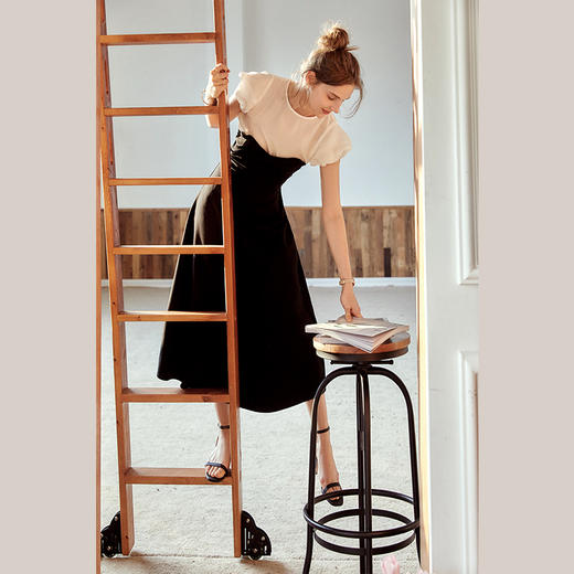 欧芮儿时尚套装女2021年新款气质减龄法式连衣裙子洋气假两件 商品图2