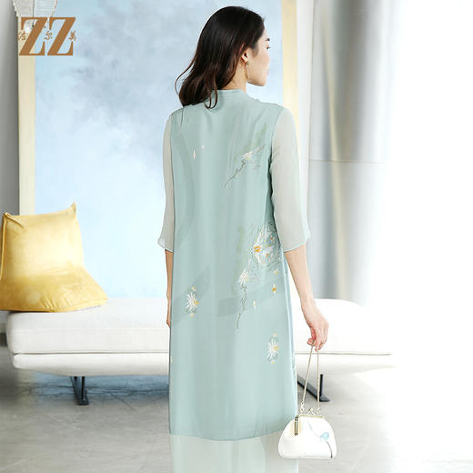 佐尔美夏季新款国风真丝桑蚕丝连衣裙E12LS67 商品图4