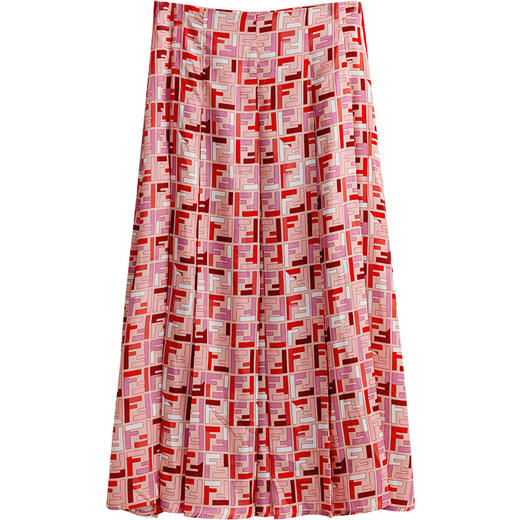 欧芮儿雪纺半身裙2021新款高腰显瘦创意字母印花时髦优雅伞裙 商品图3