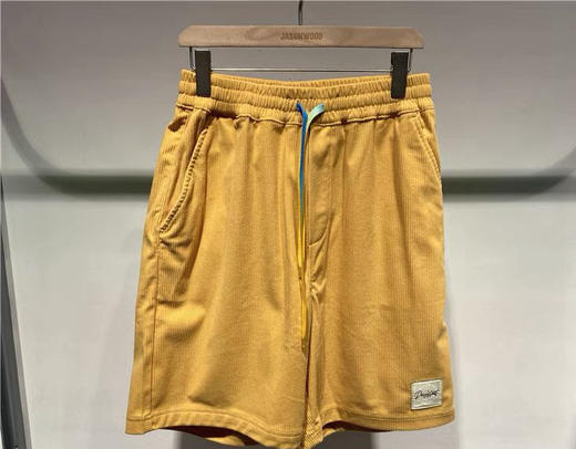 Jasonwood/坚持我的 夏季字母刺绣宽松灯芯绒休闲短裤男211018001 商品图1