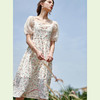 欧芮儿碎花雪纺连衣裙2021新款收腰显瘦泡泡袖气质方领裙子 商品缩略图1