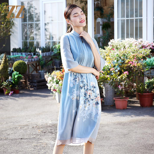 佐尔美夏款新款宽松古风桑蚕丝真丝连衣裙E12LS109 商品图2