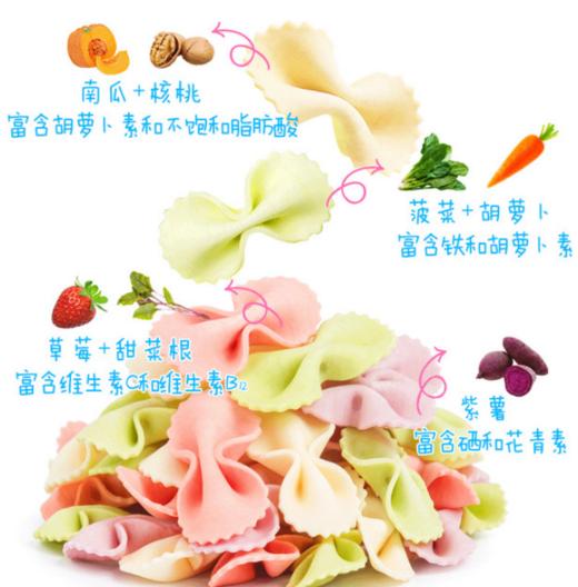 【宝宝辅食】小鹿蓝蓝蝴蝶面200g宝宝辅食果蔬面条 商品图2