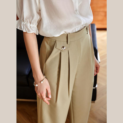 欧芮儿卡其色休闲裤女夏薄款2021新款高腰显瘦时髦经典洋气哈伦裤 商品图1