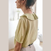 欧芮儿绿色雪纺衫女2021新款短袖荷叶边气质薄款别致小衫上衣 商品缩略图2