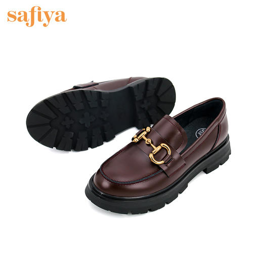 【年末大促】Safiya索菲娅真皮英伦金属饰扣乐福鞋新款增高JK鞋SF13112334 商品图3