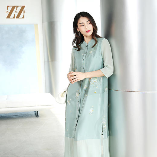 佐尔美夏季新款国风真丝桑蚕丝连衣裙E12LS67 商品图2