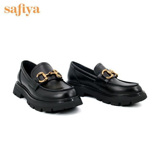 【年末大促】Safiya索菲娅真皮英伦金属饰扣乐福鞋新款增高JK鞋SF13112334 商品图5
