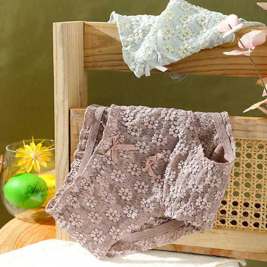 黛唯梵新款蕾丝日系少女内裤【四条优惠装】纯棉抗jun透气甜美三角中腰女士短裤头无痕夏季清爽 商品图2