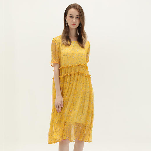 丁摩 桑蚕丝连衣裙碎花飘逸裙子真丝连衣裙Q121147 商品图7