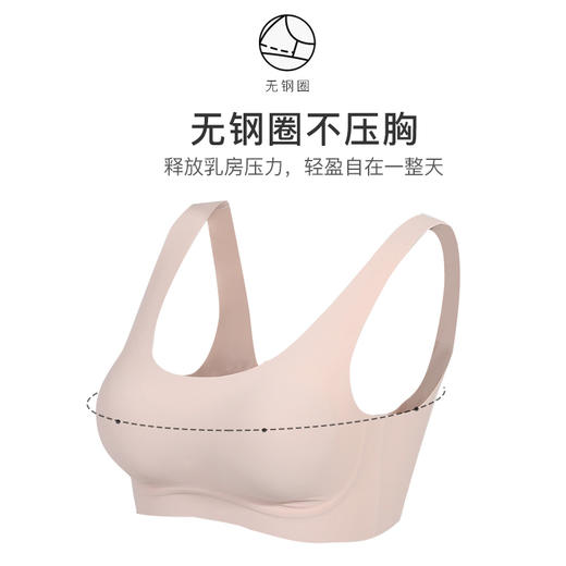 熳洁儿 无痕内衣女夏季凉感透气薄款背心式无钢圈无尺码可拆卸文胸21261571 商品图1