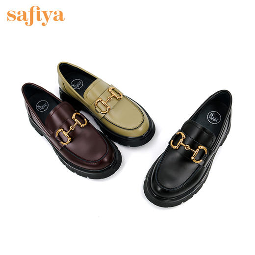 【年末大促】Safiya索菲娅真皮英伦金属饰扣乐福鞋新款增高JK鞋SF13112334 商品图2