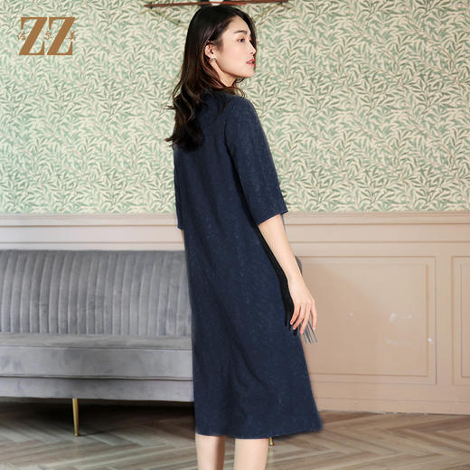 佐尔美夏季新款国风中袖复古优雅桑蚕丝真丝连衣裙E12LS62 商品图1
