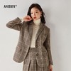 羊毛复古大格子翻领长袖单排扣宽肩西装外套 商品缩略图0
