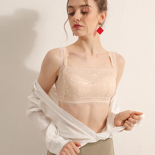 TG-TG02S076薄款真丝抹胸式无钢圈文胸防走光裹胸性感蕾丝胸罩桑蚕丝内衣 商品图1