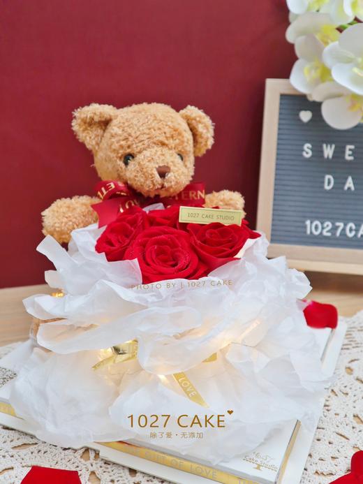 1027CAKE  | 爱的告白款式 告白小熊 红玫瑰   鲜花蛋糕 商品图2