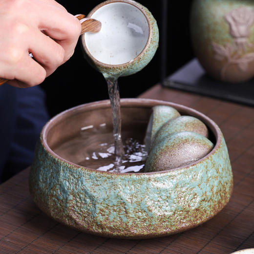 笔洗茶洗茶渣缸大号陶瓷家用洗茶碗水盂仿古功夫茶具配件粗陶创意 商品图0
