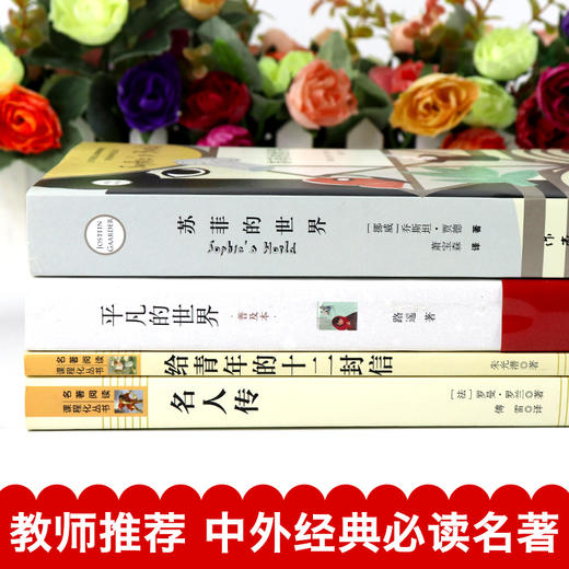 全套4册苏菲的世界正版原版原著作家出版社给青年的十二封信初中版必读八年级下册8平凡的世界名人传初中生人民教育出版社名著文学 商品图1