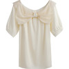 欧芮儿米白色雪纺衫女2021新夏宽松显瘦时尚大蝴蝶结拼纱短袖小衫 商品缩略图3