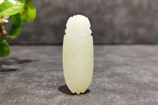 【御珠宫坊】羊脂白玉子料蝉挂件 商品图0