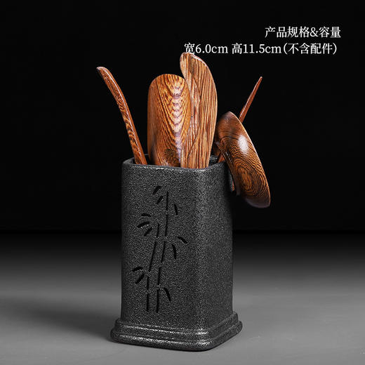 粗陶茶道六君子鸡翅木实木茶夹子茶艺组合整套摆件复古茶具零配件 商品图4