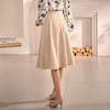 剩S/XL 米思阳2022秋装新款气质赫本风杏色大摆裙高腰显瘦a字半身裙0571 商品缩略图3