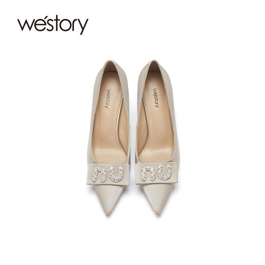 westory女款2021秋季气质钻扣浅口细跟高跟鞋W21CE71031 商品图3