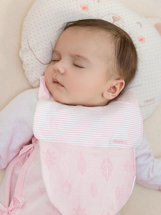 英氏-配饰类（秋）C9粉树叶提花口肩 婴儿粉 商品图3