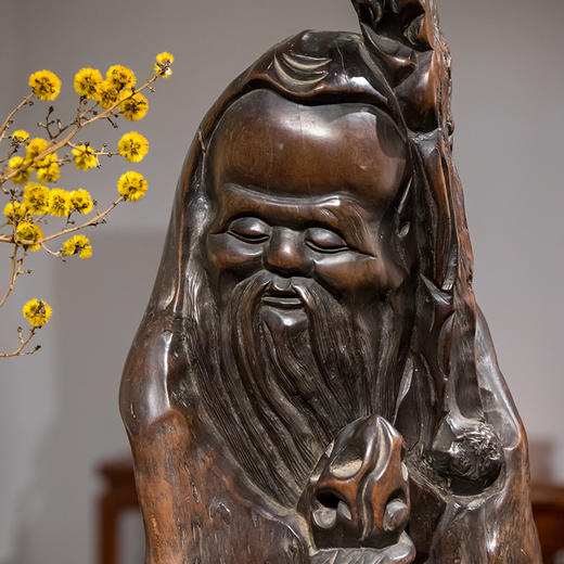 清代 龙眼木随形根雕寿星像 商品图1