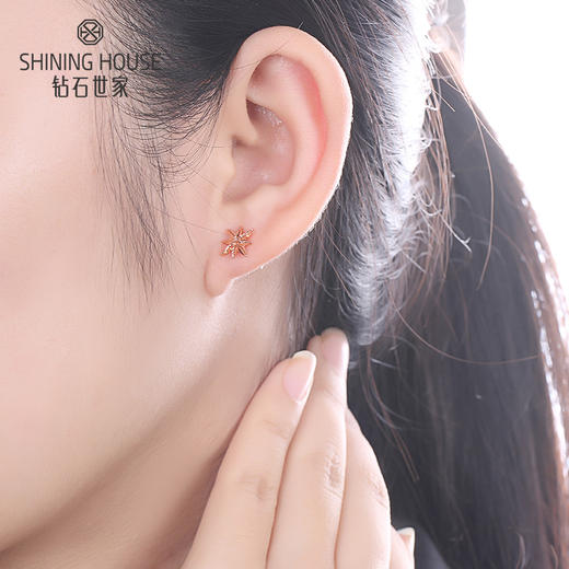 【时尚K金】钻石世家 18K金耳钉 星星耳钉 五角星五芒星耳钉耳饰 简单优雅造型耳钉（约1.02克） 商品图6