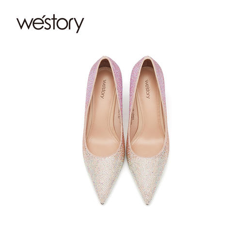 westory2021秋季气质渐变尖头婚细跟婚宴高跟鞋S21CE34431 商品图2