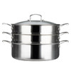 美思工房304不锈钢蒸锅适用电磁炉煤气灶三层钢加厚蒸煮锅32cm 商品缩略图0