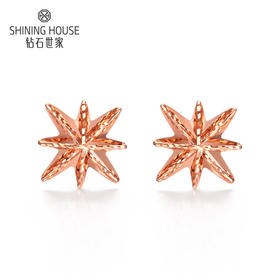 【时尚K金】钻石世家 18K金耳钉 星星耳钉 五角星五芒星耳钉耳饰 简单优雅造型耳钉（约1.02克）