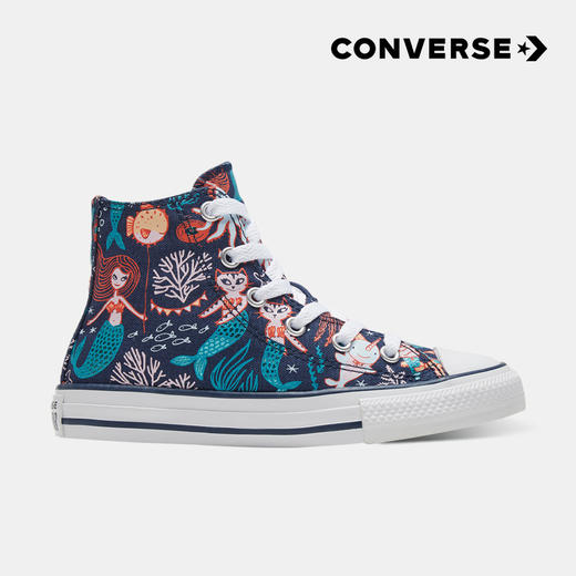 Converse匡威商场同款童鞋儿童动物鲨鱼地图印花高帮布鞋668461C/668455C 商品图1